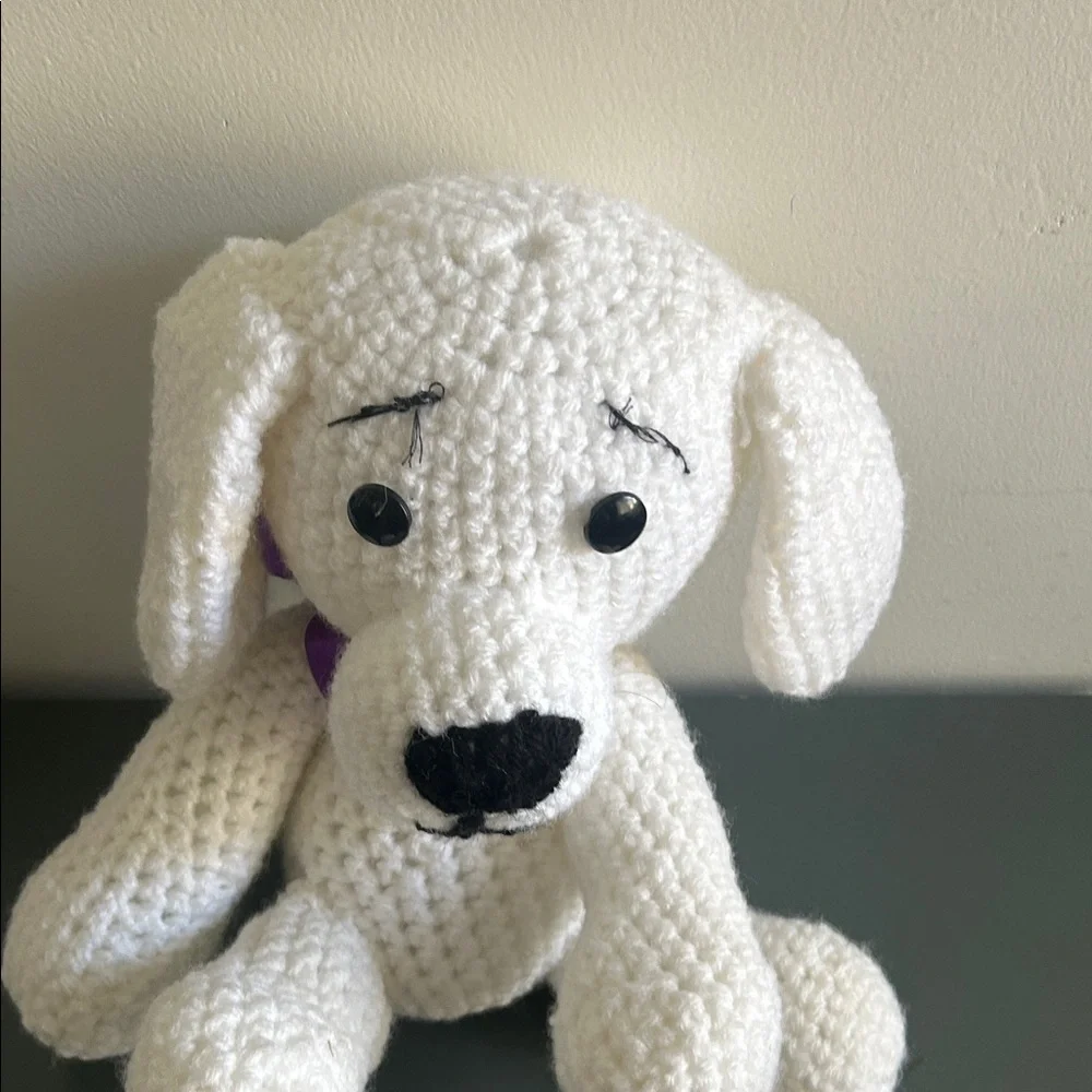Handcrafted White Crochet Dog Plushie